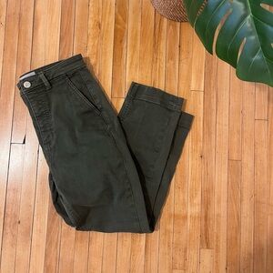 Olive Green High-Waist Utility Pants